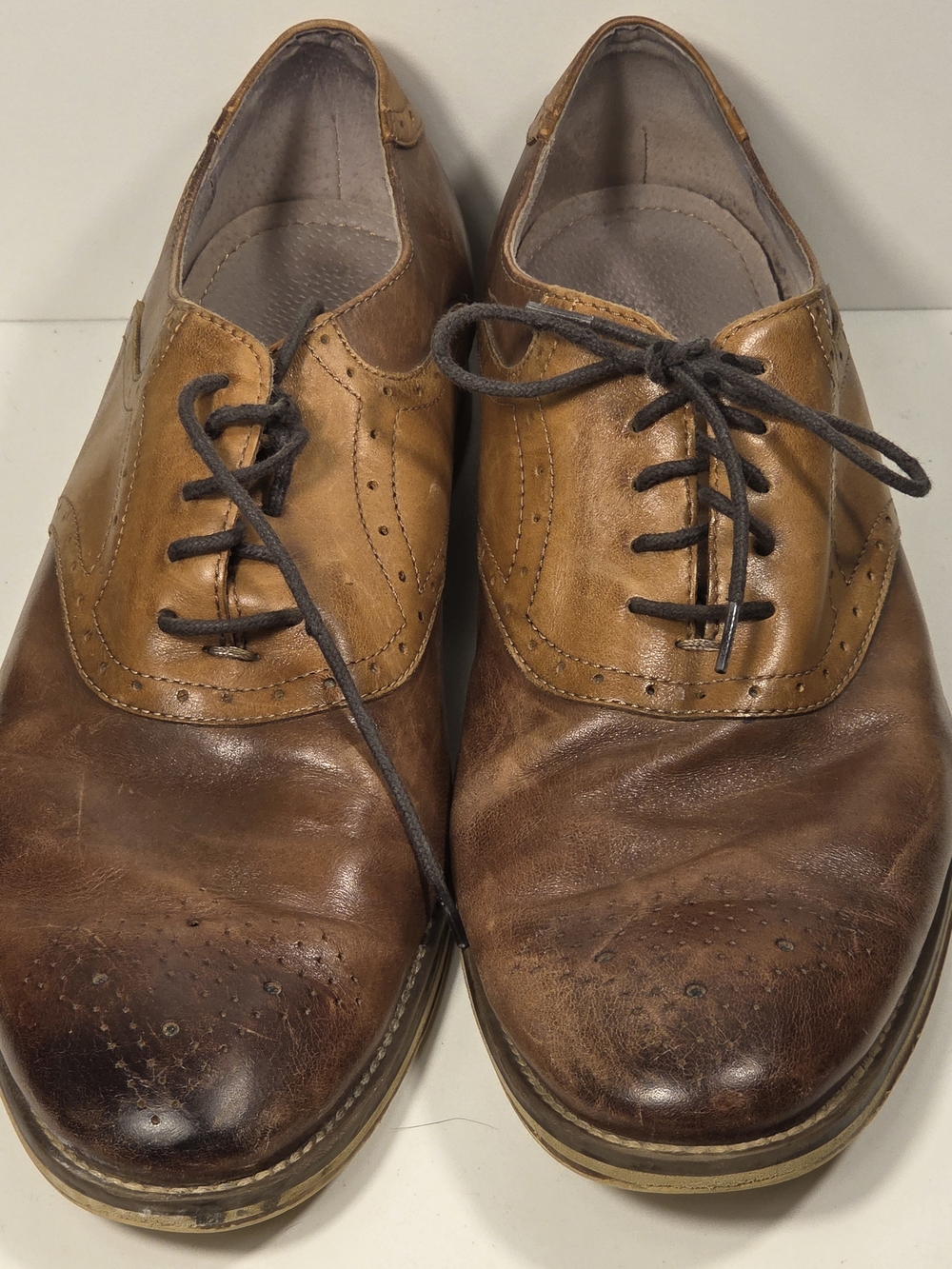 Men's Two-Tone Brown Leather Oxford Dress Shoes